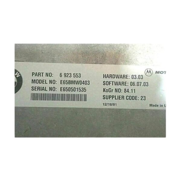 2002-2008 BMW 745I Li Motorola Voice Input Control Unit 6923553 - Image 2