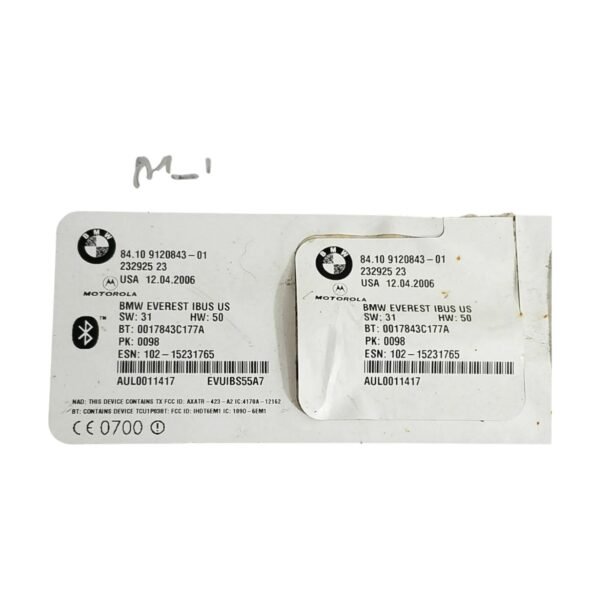2004-2010 BMW X5 Bluetooth Motorola Telematic Control Module 84 10 9120843 01 - Image 2