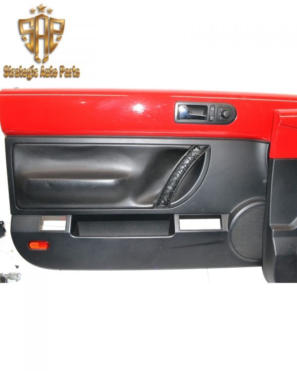 1998-2008 Volkswagen New Beetle Convertible Driver & Passenger Door Panel Set Red/Black Leather 1C0-868-107-B-MBX - Image 3