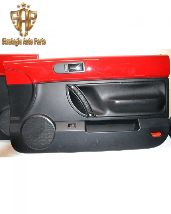 1998-2008 Volkswagen New Beetle Convertible Driver & Passenger Door Panel Set Red/Black Leather 1C0-868-107-B-MBX - Image 4